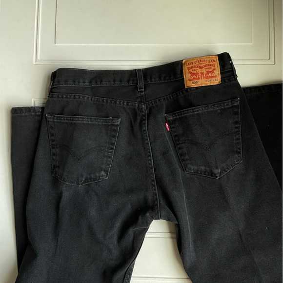 Levi’s 505 Men’s Straight Leg Jeans 34x32 Gray/Black - Picture 5 of 7